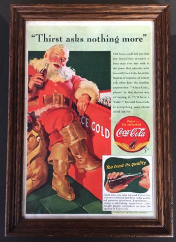 4619-1 € 7,50 coca cola afbeelding kerstman naast koelbox 20x30 cm.jpeg